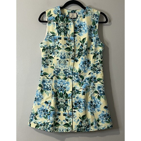 TUCKERNUCK Water's Edge Hydrangea Rhoda Tunic Top Size 10 Yellow Blue NEW Garden - Picture 2 of 14